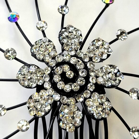 Bride Wedding Hair Pins Black Crystal Hairpins Bridal Hair Accessories Jewelry - Picture 7 of 9